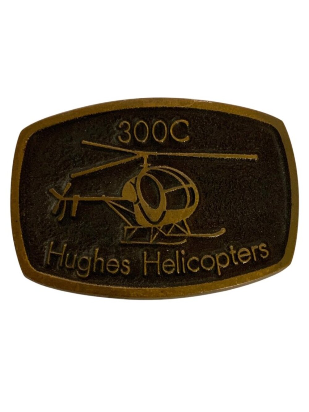 Hughes Helicopters 300C Brass Belt Buckle Collectible Aviation Memorabilia